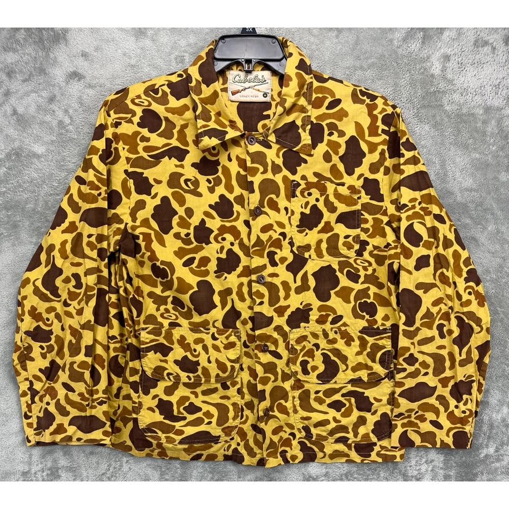 Cabela's Women's Shirt Blouse Large Yellow Cotton Giraffe‎ Print Button Up